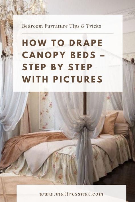 Bed Frame Decor, Bed Without Frame, 4 Poster Bed Canopy, Canopy Corner, Diy Bed Canopy, Bed Canopy With Lights, Canopy Bed Drapes, King Size Canopy Bed, Queen Canopy Bed