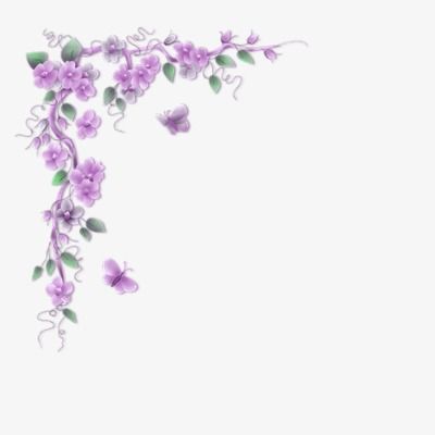 Purple Flower Border, Corner Clipart, Corner Png, Watercolor Flower Vector, Purple Flower Background, Fantasy Posters, Flowers Png, Floral Border Design, Purple Themes