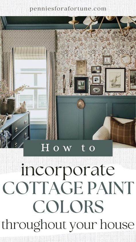 Interior Color Schemes Whole House, Cottage Paint Colors Interior, Cottage Color Scheme, Whole House Paint Scheme, Cottage Color Palette, Modern Cottage Core, Modern Cottage Interior, Cottage Paint Colors, Cottage Colors