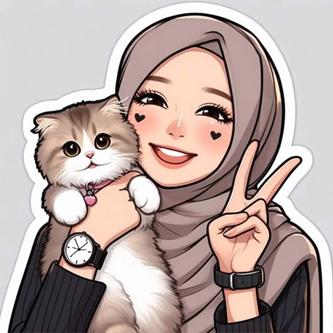 Hijabi Girl Aesthetic Cartoon, Muslim Girl Cartoon Art, Islamic Cartoon Dp, Hijab Cartoon Cute, Muslim Girl Cartoon, Cats Dp, Hijabi Pfp Cartoon, Cute Hijab Cartoon Wallpaper, Hijab Anime