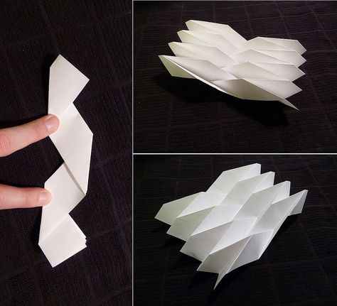 @gRegorLove    30 Days of Creativity, day 7.    I got the idea to make something by folding paper today. I did some searching and followed these instructions to make this paper sculpture: http://www.graficaobscura.com/fold/page001.html    #30DoC Folding Paper Techniques, Paper Folding Sculpture, Paper Folding Architecture, Paper Folding Designs, 30 Days Of Creativity, Paper Folding Techniques, Paper Folding Art, Textured Paper Art, Origami Architecture