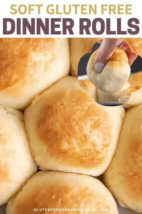 Bake up these gluten-free dinner rolls, and you'll have the family running to the table. These soft and squishy gf yeast rolls really are so easy to make! Food Gluten Free Dinner, Gluten Free Bread Substitutes, Gluten Free Dinner Roll Recipe, Homemade Gf Rolls, Tteokbokki Gluten Free, Gluten Dinner Recipes, Momma Knows Gluten Free, Gluten Free Rolls Bread Machine, Homemade Bread Gluten Free