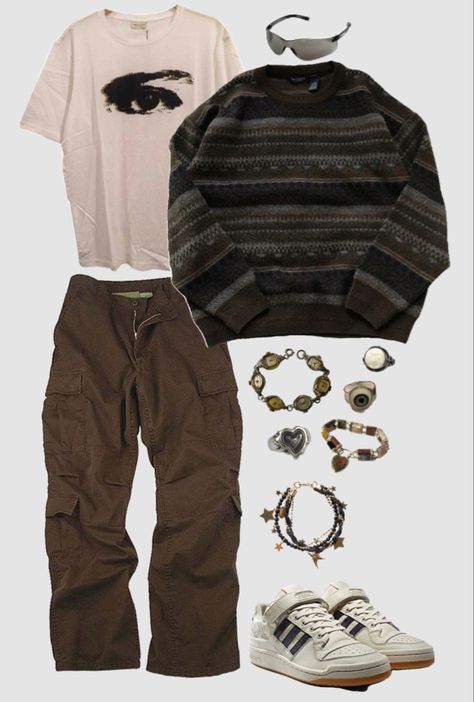 2000s Guys Outfits, Earthy Male Outfits, Masc Date Outfits, Indie Masc Outfits, Goblin Core Outfit Men, Y2k Guy Outfits, Ytk Fashion, Outfit Idea Men, Outfit Inspo Streetwear