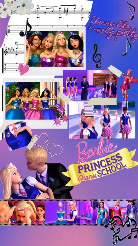 Barbie Princess Charm School Wallpaper, Princess Charm School Wallpaper, Disney Princess Collage, Barbie Princess Charm School Aesthetic, Barbie Charm School Aesthetic, Princess Charm School Aesthetic, Barbie Princess Charm School, Barbie Movies List, Princess Charm School