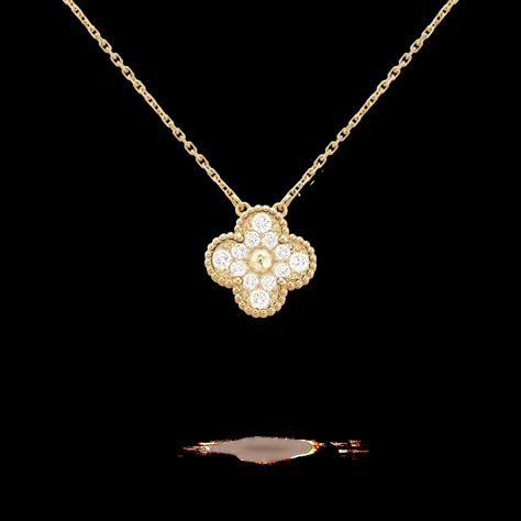 Faithful to the very first Alhambra® jewel created in 1968, the Vintage Alhambra creations by Van Cleef & Arpels are distinguished by their unique, timeless elegance. Inspired by the clover leaf, these icons of luck are adorned with a border of golden beads. Vintage Alhambra pendant, 18K yellow gold, round diamonds; diamond quality DEF, IF to VVS. Alhambra Van Cleef, Vintage Alhambra Pendant, Van Cleef Necklace, Alhambra Pendant, Van Cleef & Arpels, Golden Beads, Daughter Jewelry, Clover Necklace, Zodiac Jewelry