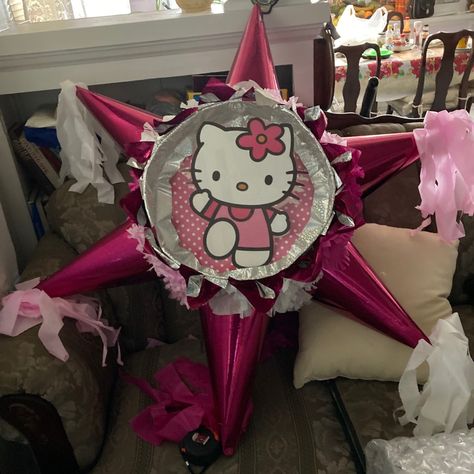 #pinata #mexican #love #aesthetic #hellokitty #sanrio #kawaii #cute #pinterest #pink Hello Kitty Cowgirl Party, Pink Piñata, Hello Kitty Pinata Diy, Piñata Aesthetic, Sanrio Pinata, Pink Pinata, Kitty Pinata, Boho Hello Kitty Party, Hello Kitty Pinata