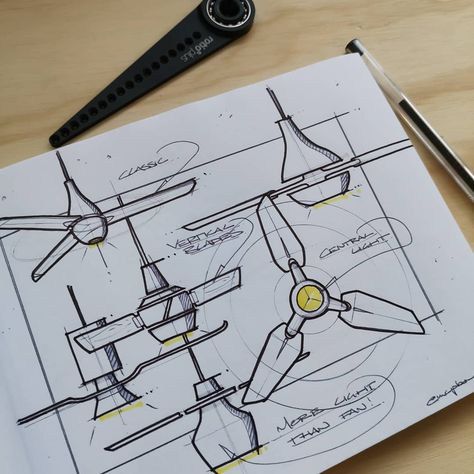 Matt Bowman on Instagram: “Some super quick sketches for this weeks @weeklydesignchallenge Ceiling fans. The first image is more traditional fans, swipe across for…” Ceiling Fan Drawing, Fan Sketch, Product Design Sketch, Product Sketches, Beginner Drawing Lessons, Basic Sketching, Robot Design Sketch, Clothing Pattern Design, Architecture Drawing Sketchbooks