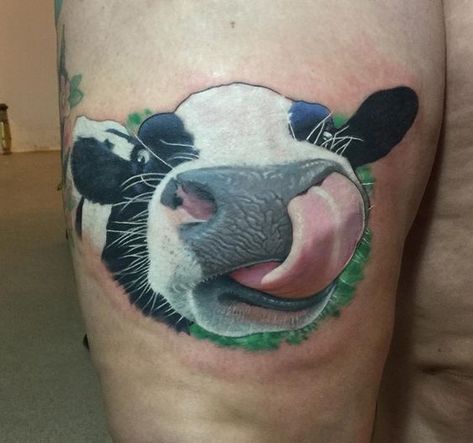 Step into the farmyard of fashion with cow tattoo designs! We've rounded up over 70 cow tattoo ideas that are just udderly irresistible. Cow Tattoo Ideas, Animal Print Tattoo, Dragon Tattoo Outline, Groot Tattoo, Nose Tattoo, Tattoos Masculinas, Mad Cow, Tiki Tattoo, Cow Tattoo