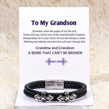 Greeting Card Gift Box, To My Grandson, Grandson Gift, Soul Connection, To My Son, My Grandson, 5 To 7, Braided Leather Bracelet, Braided Bracelet