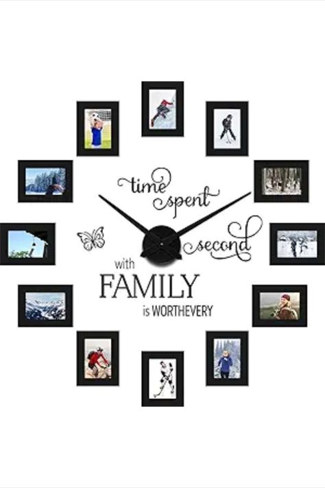 #ad [DIY] Wall [Clock Kit, 5 Inch Paper Frame, Modern Decor Family Quote Wall Stickers for Home Living Room Bedroom Office Decorations Large Collage Picture Frames, Picture Frame Clock, Wall Clock Kits, Family Wall Quotes, Diy Wall Clock, Collage Picture Frames, Bedroom Office, Paper Frames, Family Quotes