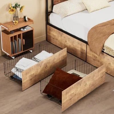 Longshore Tides Rolling Metal Underbed Storage | Wayfair Underbed Storage Ideas Diy, Under The Bed Storage Ideas, Underbed Storage Ideas, Storage For Small Bedrooms, Diy Under Bed Storage, Closet Under Bed, Under Bed Storage Ideas, Bedroom Upgrades, Drawers On Wheels