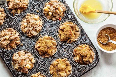 Apple-Cinnamon French Toast Muffins Recipe French Toast Muffins Recipe, Cinnamon Apple French Toast, French Toast Cups, Toast Cups, Apple French Toast Casserole, French Toast Batter, Apple French Toast, French Toast Muffins, Muffin Papers