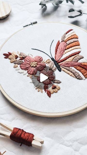 Basic Flower, Butterfly Embroidery, Cute Butterfly, Embroidered Clothes, Website Link, Embroidery Flowers, Video Tutorial, My Website, Pdf Pattern