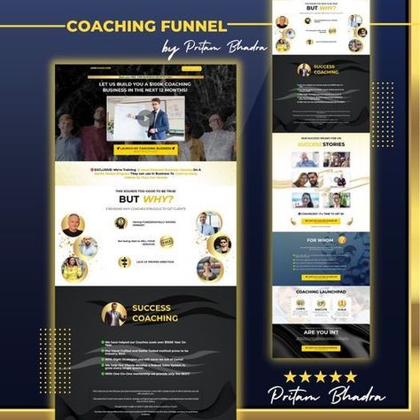 Built & designed by one of the top funnel builders in the world, Pritam Bhadra. This is a landing page design for a coaching funnel ➡➡ Have Questions or Need help with your landing page? Send a Message to my Facebook https://www.facebook.com/dorian.webdesigner Funnel Landing Page Design, Clickfunnels Design, Sales Funnel Design, Funnel Design, Best Landing Pages, Business Website Design, Success Coach, Sales Funnels, Landing Page Design