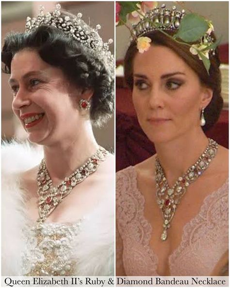 Keeping up with The Princess of Wales | A look back at the times The Princess of Wales wore the late Queen Elizabeth II’s necklaces - what is your favourite? •Queen Mary’s… | Instagram Queen Elizabeth Jewels, Nizam Of Hyderabad, Emerald Choker, Three Strand Pearl Necklace, Royal Diamond, Ruby And Diamond Necklace, Festoon Necklace, Elizabeth Jewelry, Reine Elizabeth Ii