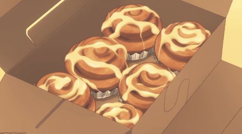 Cinnamon Buns Food Animation, Food Gifs, Animated Food, Anime Bento, Anime Foods, Peaceful Garden, Bts Anime, Cartoon Food, 귀여운 음식 그림