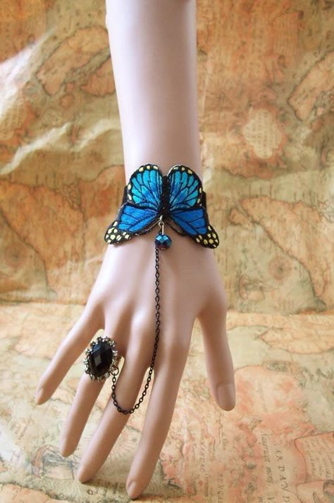 Butterfly Aesthetic Outfit, Lace Bracelet, Magical Jewelry, Butterfly Bracelet, Butterfly Ring, Hand Jewelry, Fantasy Jewelry, Stylish Jewelry, Vintage Bracelets