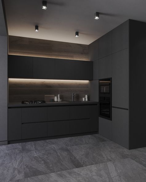 Top Kitchen Colors, Kitchen Color Trends, Dark Interior Design, Modern Black Kitchen, Modern Kitchen Interiors, Dark Interiors, Kitchen Room Design, Black Kitchen, Design Del Prodotto