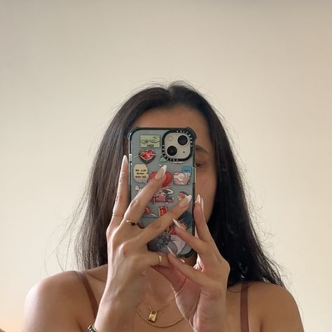 french tips and casetify case Casetify Cases Mirror, Casetify Cases, Casetify Case, New Nails, French Tips, Mirror Selfie, Phone Cases, Mirror, Nails