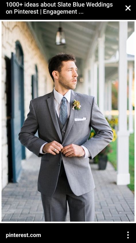 Grey Suit Blue Tie, Groomsman Suits, White Jeans For Men, Groomsmen Colours, Blue Wedding Nails, Gray Groomsmen Suits, Slate Blue Wedding, Groom's Attire, Grooms Attire