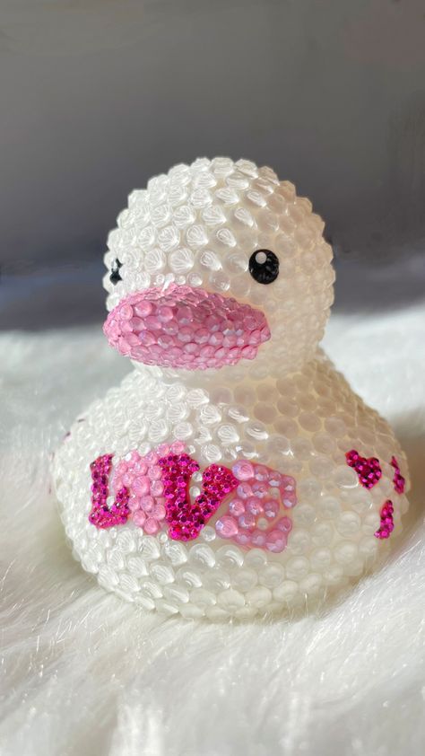 Jeep ducking custom. Embellished rubber duck. Valentine’s Day gift. Rubber Duck Valentine, Bedazzle Ideas, Duck Valentine, Bedazzled Things, Ducky Duck, Duck Crafts, Duck Wallpaper, Duck Gifts, Rhinestone Projects