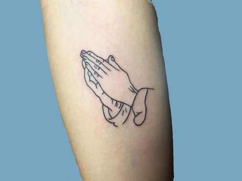 250 Impressive Praying Hands Tattoo Designs with Meanings (2023) - TattoosBoyGirl Hands Praying Tattoo, Small Praying Hands Tattoo, Pray Hands Tattoo, Praying Hands Tattoo Stencil, Tattoo Praying Hands, Gods Hands Tattoo, Tattoo Of Hands, Praying Tattoo, Tattoos Hands