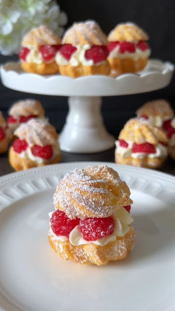 Mini Cream Puffs, Raspberry Cream Puff, Cream Puffs Recipe, Traditional Baking, Puff Pastry Shells, Bakery Aesthetic, Creme Puff, Food Reference, Cream Puff Recipe