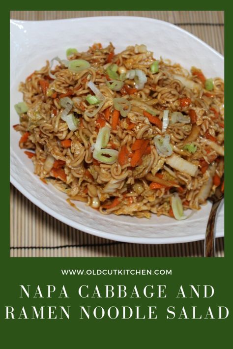 Cabbage And Ramen, Slaw With Ramen Noodles, Ramen Cabbage Salad, Napa Cabbage Recipes, Napa Cabbage Slaw, Napa Cabbage Salad, Spicy Dressing, Monday Recipes, Ramen Noodle Salad