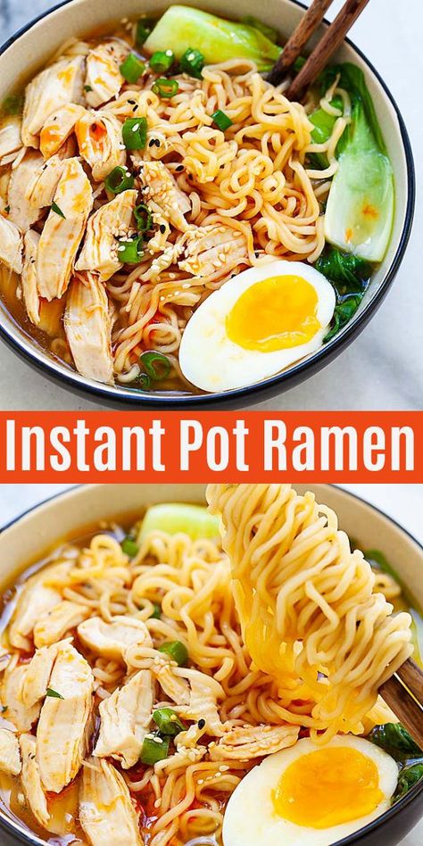 Instant Pot ramen with chicken, ramen eggs and vegetables. So delicious and so easy to make, takes only 10 mins pressure cooking and dinner is done | rasamalaysia.com #instantpot #instantpotrecipes #ramen #dinner Instant Pot Ramen, Chicken Ramen, Ramen Recipe, Mapo Tofu, Best Instant Pot Recipe, Instant Pot Soup, Ramen Recipes, Easy Instant Pot Recipes, Instant Pot Dinner Recipes