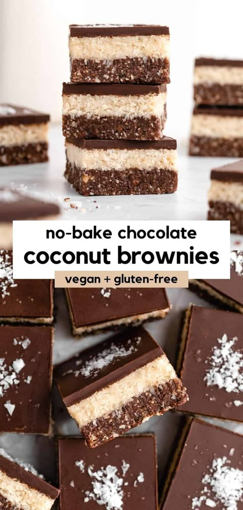 No Bake Coconut Bars, Best Vegan Gluten Free Recipes, No Bake Coconut Brownies, Vegan Gluten Free Bars, No Bake Vegan Bars, Chocolate Date Nut Bars, Vegan And Gluten Free Dessert Recipes, Coconut Cookies Vegan, Raw Desserts Healthy