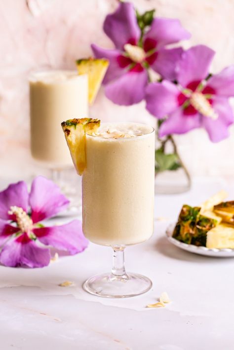 Pina Colada Smoothie (Dairy-Free) Dairy Free Pina Colada, Pineapple Coconut Smoothie, Smoothie Flavors, Pina Colada Smoothie, Crispy Quinoa, Creamy Smoothies, Pineapple Recipes, Coconut Smoothie, Summer Smoothies