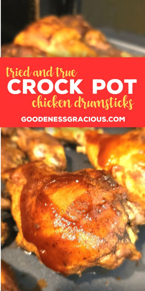 Our Tried and True Crock Pot Chicken Drumsticks recipe is an easy chicken slow cooker recipe for family dinner. These chicken legs come out tender every time and are full of tangy barbecue flavor! via @crisgoode Crock Pot Chicken Drumsticks, Crock Pot Drumsticks, Crock Pot Sloppy Joes, Recipe For Family, Chicken Drumsticks Recipe, Crockpot Meat, Chicken Slow Cooker, Drumsticks Recipe, Bbq Chicken Legs