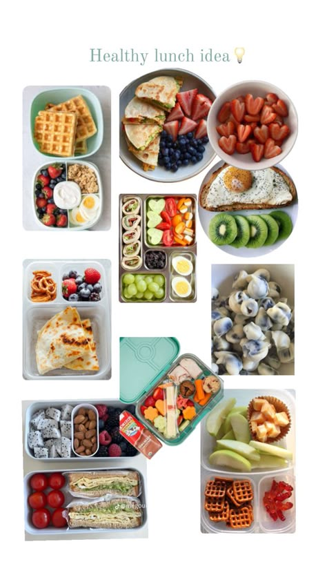 Healthy food ideas for lunch, dinner, and breakfast Healthy Food Ideas For Lunch, Food Ideas For Lunch, Prep Snacks, Ideas For Lunch, School Lunch Recipes, Healthy Lunch Snacks, Meal Prep Snacks, Healthy Food Menu, Healthy School Lunches