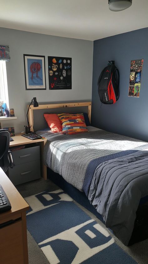 Room Color For Men, Aesthetic Room Ideas For Teen Boys, Small Room Boys Bedroom, Youth Bedroom Ideas Boy Rooms, Aesthetic Boy Room Decor, Men Room Design Bedrooms, Boy Room Color Ideas, Older Teen Boy Bedroom Ideas, Aesthetic Room Colors