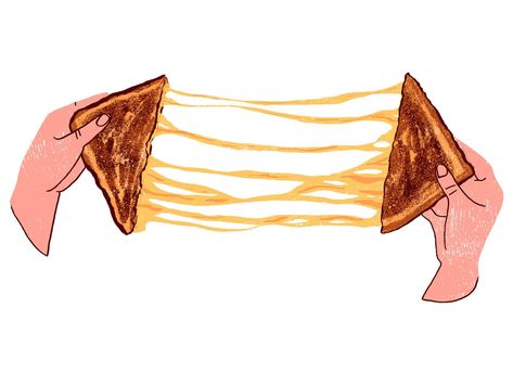 Expert advice on achieving that picture-perfect grilled cheese pull Grilled Cheese Sandwich Drawing, Grilled Cheese Painting, Melted Cheese Drawing, Grilled Cheese Tattoo, Grilled Cheese Illustration, Grilled Cheese Drawing, Stretch Illustration, Grilled Cheese Food Truck, Cheese Meme