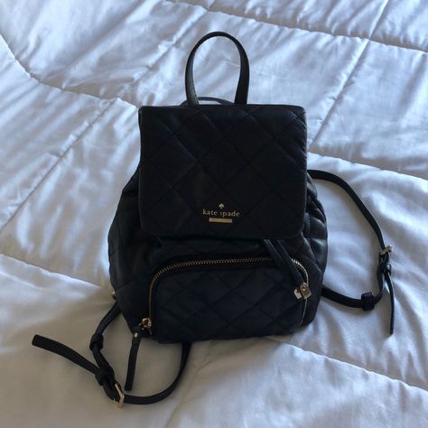 Gently Used, Brand New Condition, No Wear, Authentic Kate Spade Mini Quilted Backpack! No Signs Of Use! Fun And Adorable Black Mini Backpack With Gold Hardware! Kate Spade Mini Backpack, Black Kate Spade Backpack, Kate Spade Mini Backpack Black, Kate Spade Black Backpack, Kate Spade Black Standard Backpack, Kate Spade Luxury Backpack For On-the-go, Kate Spade Clothes, Kate Spade Backpack, Aesthetic Backpack