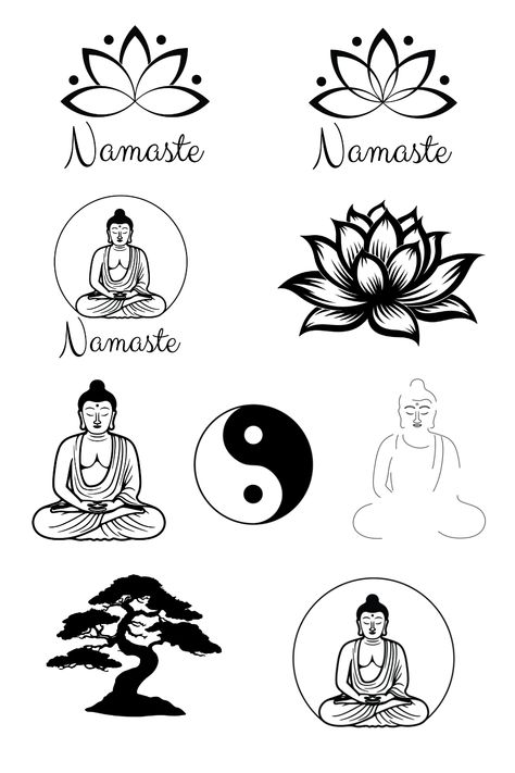 Meditation Drawings, Buddha Outline, Buddha Mandala Art, Namaste Tattoo, Magic Doodle, Floral Illustration Vintage, Flower Of Life Tattoo, Outline Pictures, Buddha Drawing