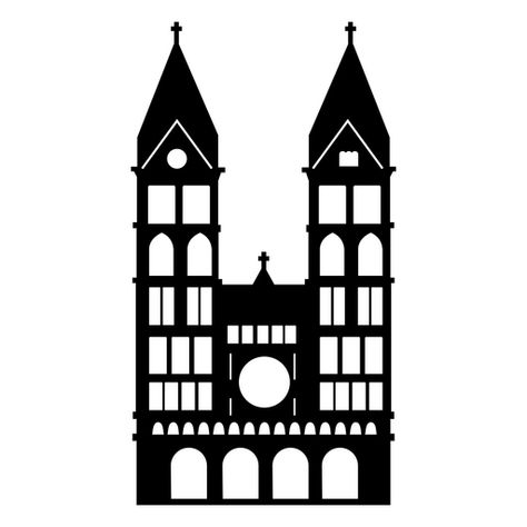 Cathedral building silhouette PNG Design Cathedral Building, Building Silhouette, Christmas Window Painting, Cnc Art, Vector Patterns Design, Water Illustration, Design Building, Tower Building, Silhouette Christmas