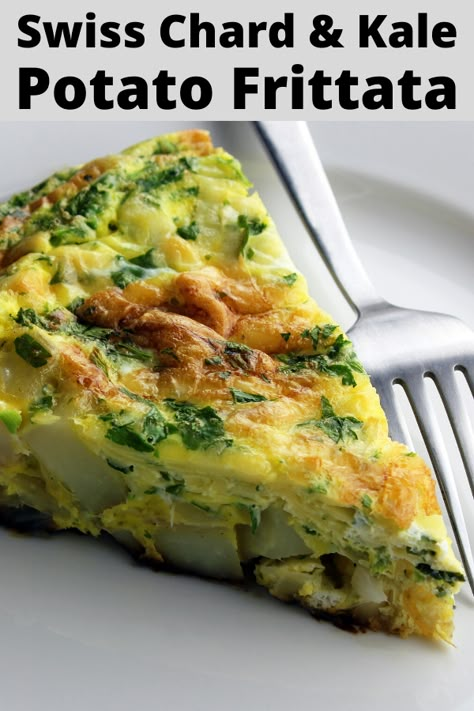 Chard Recipes Easy, Recipes With Kale, Chard Recipes Healthy, Vegetables For Breakfast, Swiss Chard Recipes Easy, Potato Frittata Recipes, Kale Frittata, Kale Potato, Potato Frittata