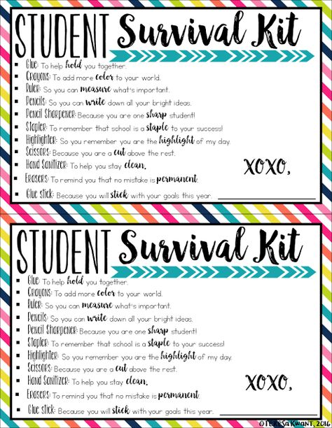 Looking for a fun and unique way to welcome your students or teacher back to school? Try these great back to school survival kits! There are options available for both the student or teacher in your life. Student Survival Kit From Teacher, Back To School Kits For Kids, Survival Kit For Life, Middle School Survival Kit, Student Survival Kits, Schul Survival Kits, Middle School Survival, Survival Kit Gifts, School Survival Kits