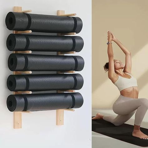 Hanging Storage Shelves, Coffee Capsule Holder, Wood Storage Rack, Yoga Mat Holder, Yoga Mat Storage, Wand Organizer, Mini Gym, Mindful Movement, Capsule Holder