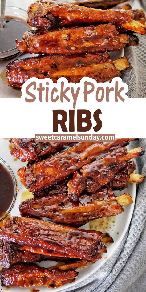 Boneless Pork Ribs Marinade, Pork Ribs Marinade Recipes, Finger Ribs Recipe, Pork Spare Ribs Oven, Pork Rib Marinade, Marinated Pork Ribs, Sticky Pork Ribs, Barbeque Pork, Pork Back Ribs