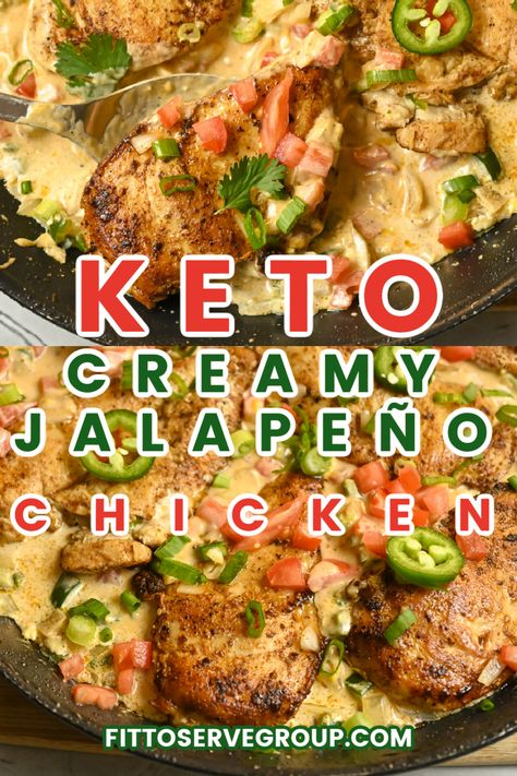 Chicken One Pan Meal, Jalapeno Chicken Recipes, Keto Chicken Dinner, Creamy Jalapeno Sauce, Creamy Jalapeno, Chicken Keto, Jalapeno Recipes, Creamy Garlic Chicken, Jalapeno Chicken