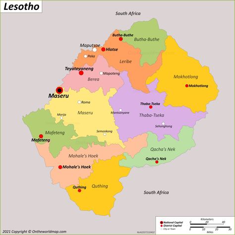 Map of Lesotho Cape Colony, Physical Map, Satellite Maps, Landlocked Country, Military Coup, Defence Force, Country Maps, Detailed Map, Location Map