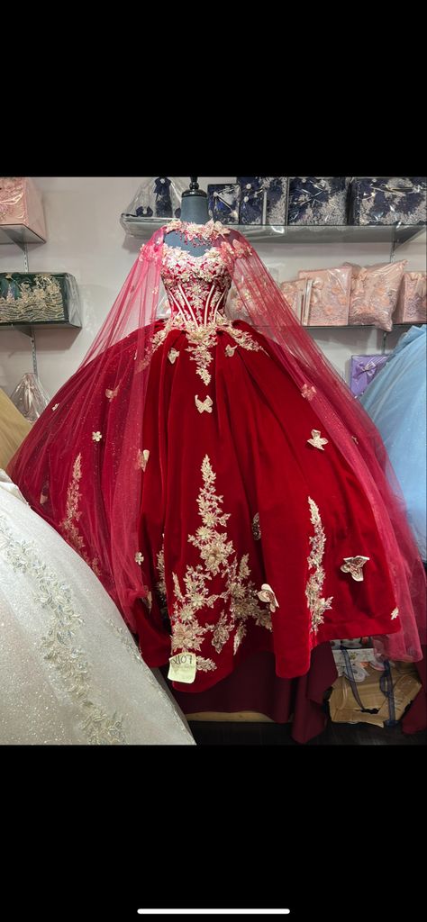 Red Velvet Quince Dress, Quince Dresses Red And Gold Mexican, Wine Red And Gold Quinceanera Dresses, Quinceanera Red And Gold Dresses, Red And Gold Dress Quinceanera, Chambelanes Outfits Quinceanera Red And Gold, Red And Gold Heels Quince, Dark Red And Gold Quinceanera Dresses, Red And Gold Sweet 16 Dresses