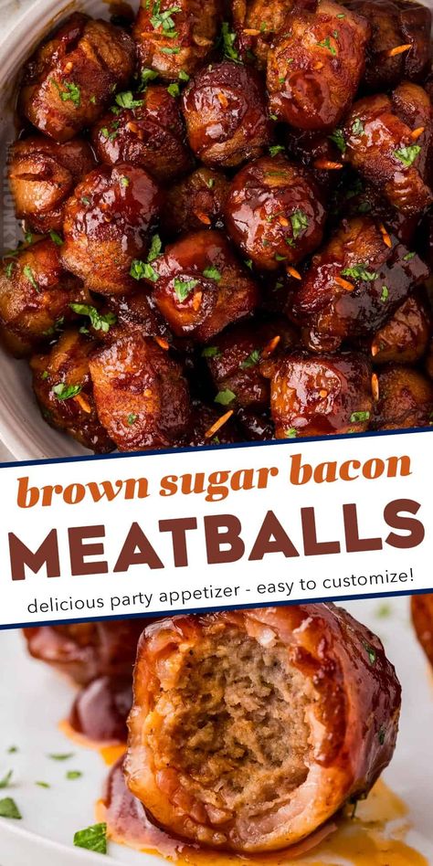 These bacon-wrapped brown sugar bbq meatballs are perfect for any party, and so easy to make! Frozen meatballs are thawed, wrapped in smoky bacon, coated in a spiced brown sugar mixture, tossed with bbq sauce and slow cooked to perfection. Plus, this recipe only has 5 ingredients! Incredible Appetizers, Meatball Dinner Ideas, Meatball Appetizer Recipes, Cooking Frozen Meatballs, Frozen Meatball Recipes, Easy Dinner Desserts, Crockpot Meatballs, The Chunky Chef, Flexitarian Recipes