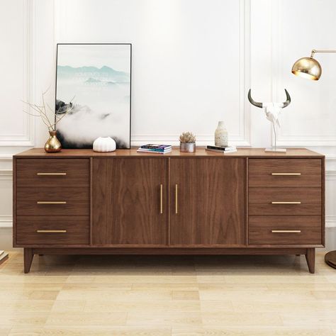 Dining Table With Buffet Cabinet, Tall Sideboard Buffet, Walnut Buffet Cabinet, Sideboard Decor Dining Room Modern, Side Boards And Buffets Modern, Buffet Furniture Modern, Modern Buffet Cabinet Dining Rooms, Dark Wood Buffet, Sideboard Buffet In Dining Room