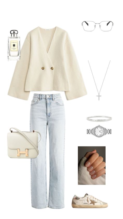 Outfit with milk cardigan and light blue jeans Light Blue Jeans, Blue Jeans, Light Blue, Milk, Blue