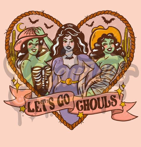 Lets Go Ghouls, Halloween Shirt Design, Sublimation Halloween, Halloween Sublimation, Distressed Texture, Girl Clipart, Country Shirts, Halloween Clipart, Vintage Horror