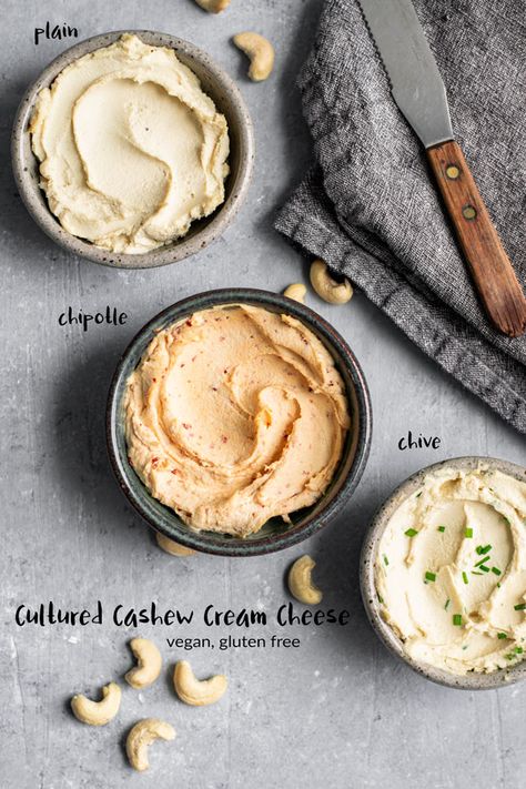 Making your own homemade cultured cashew cream cheese is easy! This thick and creamy vegan cheese is delicious as a spread over bagels or toast, and will quickly become a staple! | thecuriouschickpea.com #vegancheese #vegan #cashewcheese #creamcheese Cheese Calories, Cashew Cream Cheese Recipe, Cashew Cream Cheese, No Meat Athlete, Vegan Cheese Recipes, Vegan Substitutes, Meal Options, No Meat, Cashew Cheese